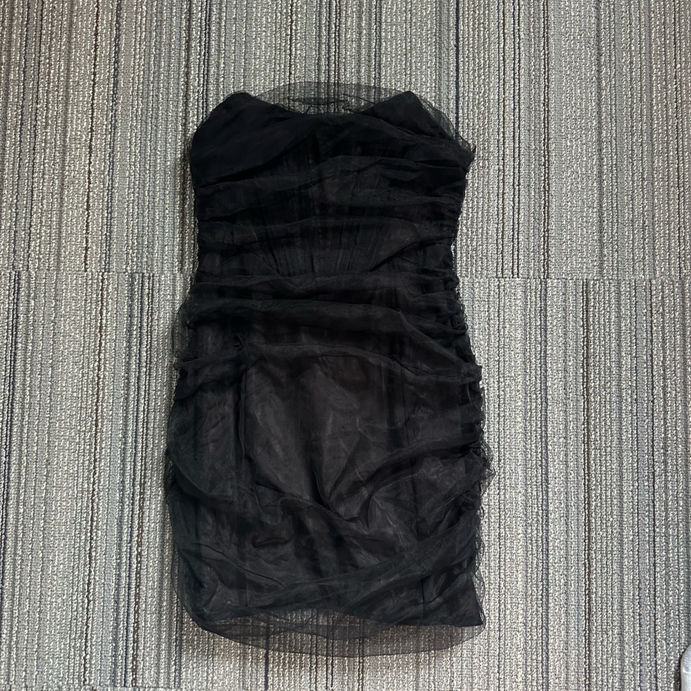 White fox black dress